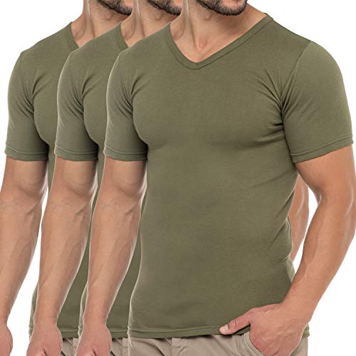 Celodoro Herren Business T-Shirt V-Neck (3er Pack) - Olive XXL von Celodoro