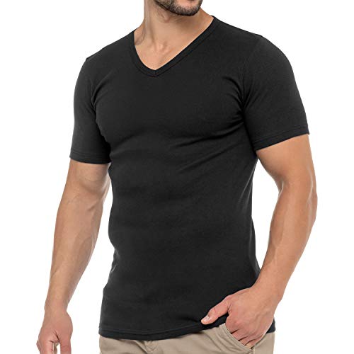 Celodoro Herren Business T-Shirt V-Neck (1 Stück) - Schwarz L von Celodoro