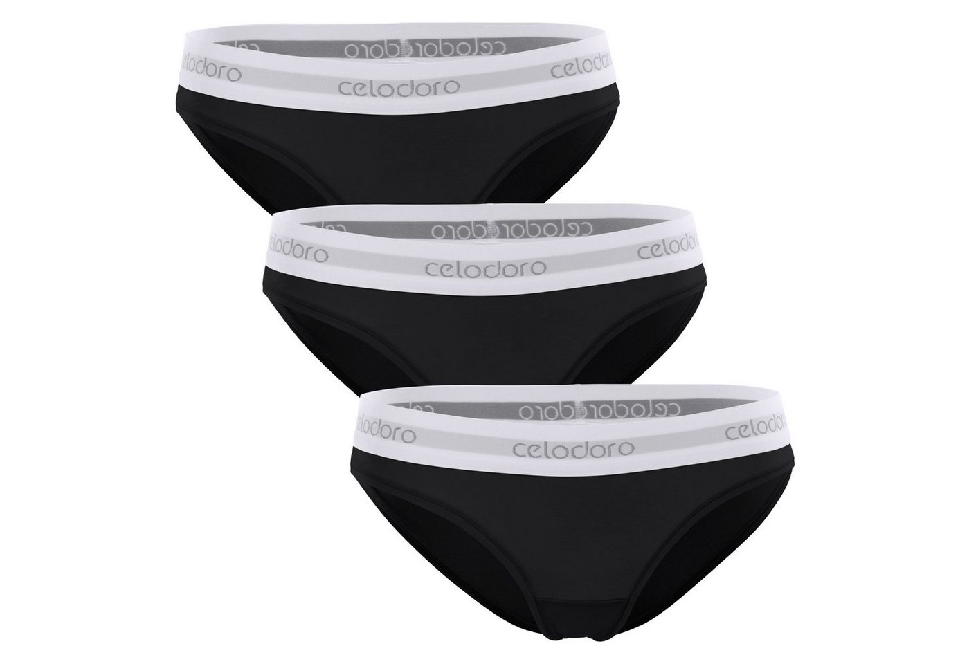 celodoro Slip Damen Bikini Slip, Webgummi-Bund (3er Pack) Markenlogo von celodoro
