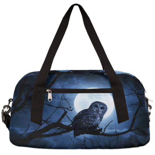 Barred Owl Moonlight Kinder Duffle Bag Mädchen Tanztasche Leicht Wasserabweisend Faltbar Sport Gym Bag Weekender Übernachtung Übernachtung Handgepäck Reisetasche für Jungen Mädchen von cfpolar