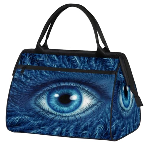 Blaue Blätter Augen Turnbeutel für Damen Herren, Reise Sport Duffel Bag mit Trolleyhülle, wasserdichte Sport Gym Bag Weekender Übernachtung Tasche Carry On Tote Bag für Reisen Gym Sport, Blaue Blätter von cfpolar