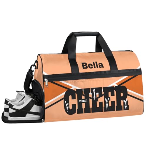 Cheerleading Cheer Turnbeutel für Mädchen und Frauen, personalisierbar, mit individuellem Namen, Sporttasche, Reisetasche, Tanztasche, Wochenendtasche, Übernachtungstasche, Cheerleading Cheer Black, von cfpolar