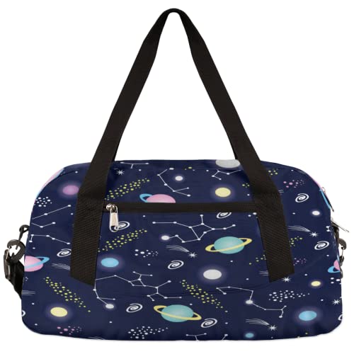 Galaxy Constellations Planet Star Kinder Duffle Bag Mädchen Tanztasche Leicht Wasserabweisend Faltbar Sport Gym Bag Weekender Übernachtung Übernachtung Handgepäck Reisetasche für Jungen Mädchen von cfpolar