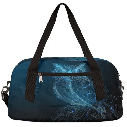 Galaxy Star Abstrakte Eule Kinder Duffle Bag Mädchen Tanztasche Leicht Wasserabweisend Faltbar Sport Gym Bag Weekender Übernachtung Übernachtung Handgepäck Reisetasche für Jungen Mädchen von cfpolar