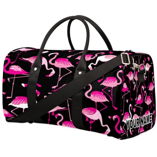 Personalisierte Reisetasche, Sporttasche, Reisetasche, Reisetasche, faltbar, Tanztasche, Wochenendtasche, Übernachtungstasche, Handgepäck, Handtasche für Damen und Herren, Tier, rosa Flamingo, von cfpolar