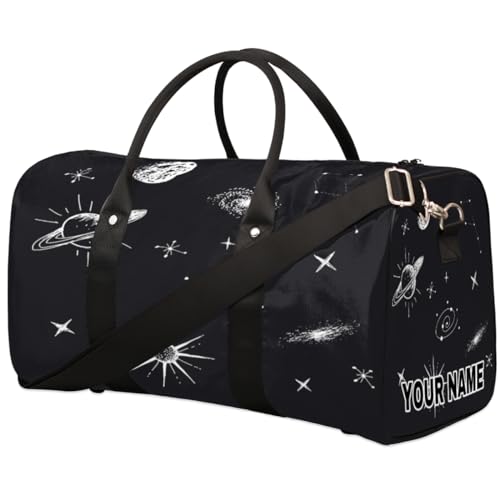 Personalisierte Reisetasche, Sporttasche, Reisetasche, faltbar, Tanztasche, Wochenendtasche, Übernachtungstasche, Handgepäck, Handtasche für Damen und Herren, Galaxie-Planet, Schwarz, Galaxy Planet von cfpolar