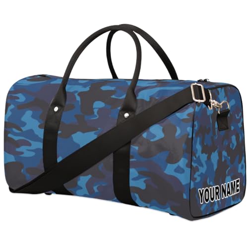 cfpolar Personalisierte Reisetasche, Sporttasche, Sporttasche, Reisetasche, faltbar, Tanztasche, Wochenendtasche, Übernachtungstasche, Handgepäck, Handtasche für Damen und Herren, Blau und Schwarz, von cfpolar