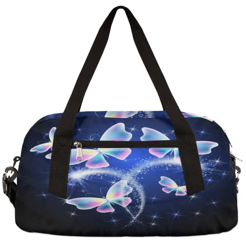 Psychedelic Butterfly Galaxy Kinder Duffle Bag Mädchen Tanztasche Leicht Wasserabweisend Faltbar Sport Gym Bag Weekender Übernachtung Übernachtung Handgepäck Reisetasche für Jungen Mädchen von cfpolar