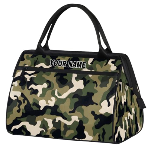 Reisetasche für Damen und Herren, personalisierbar, wasserdicht, Sporttasche, Wochenendtasche, Übernachtungstasche, Handgepäcktasche, Grün, Camouflage, Schwarz, Camouflage, Grün, Camouflage, Schwarz, von cfpolar