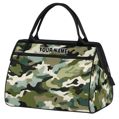 Reisetasche für Damen und Herren, personalisierbar, wasserdicht, Sporttasche, Wochenendtasche, Übernachtungstasche, Handgepäcktasche, Grün/Schwarz, Camouflage-Muster, Grün, Schwarz, Camouflage, von cfpolar