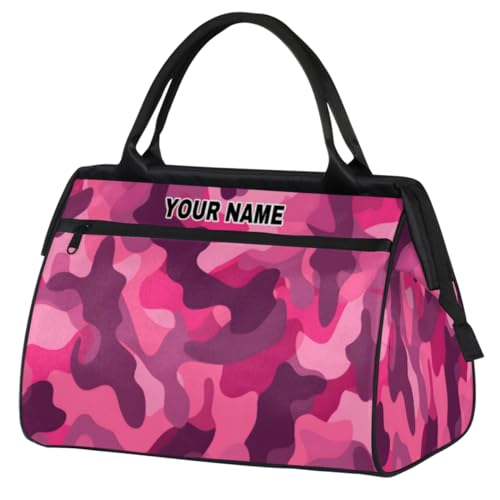 Reisetasche für Damen und Herren, personalisierbar, wasserdicht, Sporttasche, Wochenendtasche, Übernachtungstasche, Tragetasche, rosa Camouflage, Camouflage, Camouflage-Rosa, 15.2*8.3*11.6 in von cfpolar