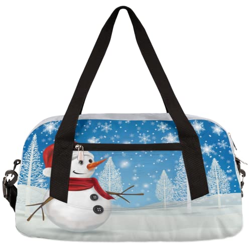 Winter Schneemann Schal Blauer Himmel Kinder Duffle Bag Mädchen Tanztasche Leicht Wasserabweisend Faltbar Sport Gym Bag Weekender Übernachtung Übernachtung Handgepäck Reisetasche für Jungen Mädchen von cfpolar