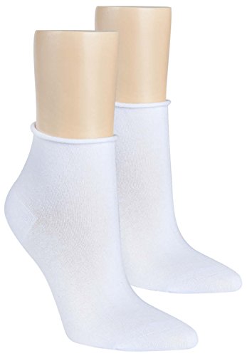 ch-home-desgin 3 Paar Kurzsocken Kurzstrumpf,Rollrand '' Schwarz Weiß für Teenager und Damen RS-5267 (35-38, Weiß) von ch-home-desgin