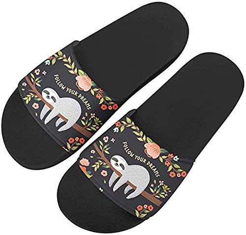 chaqlin Faultier Baby Schuhe Kawai Bärenmuster Wohnungen Slipper rutschfeste Duschsandalen für Frauen Damen Slip-On Travel Strandschuhe 37 EU von chaqlin