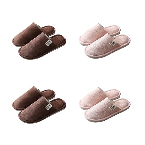 chenyesun Gästehausschuhe Unisex, 4er Set Hausschuhe Damen Herren Slides Slipper Gästepantoffeln Offene Zehen Warme Schlappen Hotelslipper Badelatschen Frottee-Slipper Hausschuhe für Spa, Party Gäste von chenyesun