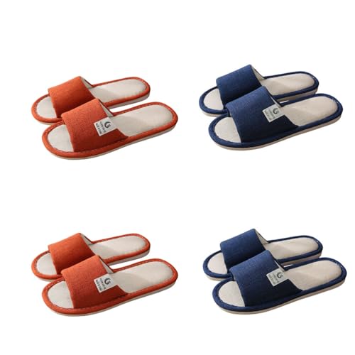 chenyesun Gästehausschuhe Unisex, 4er Set Hausschuhe Damen Herren Slides Slipper Gästepantoffeln Offene Zehen Warme Schlappen Hotelslipper Badelatschen Frottee-Slipper Hausschuhe für Spa, Party Gäste von chenyesun