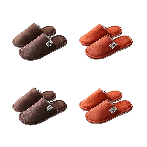 chenyesun Gästehausschuhe Unisex, 4er Set Hausschuhe Damen Herren Slides Slipper Gästepantoffeln Offene Zehen Warme Schlappen Hotelslipper Badelatschen Frottee-Slipper Hausschuhe für Spa, Party Gäste von chenyesun