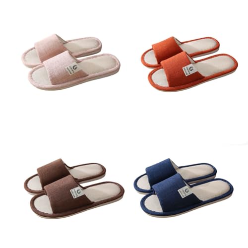 chenyesun Unisex Hausschuhe,4 Paar Gästehausschuhe Slippers Damen Herren Frottierslipper Pantoffeln Warme Schlappen Hotelslipper Waschbar Badelatschen Hotelslipper Hauspantoffeln für Gäste von chenyesun