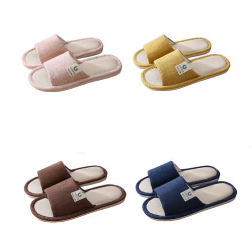 chenyesun Unisex Hausschuhe,4 Paar Gästehausschuhe Slippers Damen Herren Frottierslipper Pantoffeln Warme Schlappen Hotelslipper Waschbar Badelatschen Hotelslipper Hauspantoffeln für Gäste von chenyesun