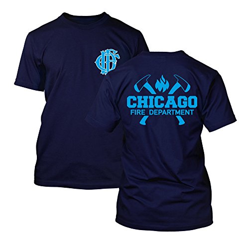 Chicago Fire Dept. - T-Shirt mit Axt-Logo und Schriftzug (Blue Edition) (L) von chicagofireshop