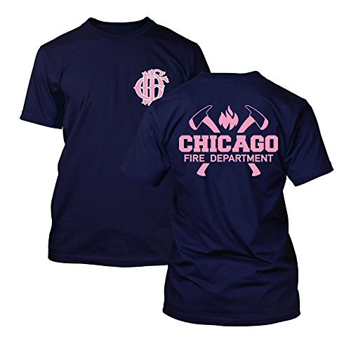 Chicago Fire Dept. - T-Shirt mit Axt-Logo und Schriftzug (Pink Edition) (XXL) von chicagofireshop