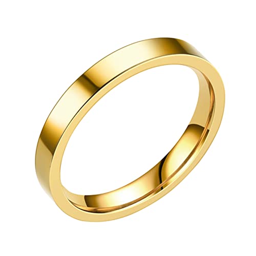 chiphop 3MM Edelstahl Massive Ringe Ehering Ringe Für Frauen Ringe Für Männer Glatte Ringe Geometrie Ringe Größe 6 13 Ringe Schwarz Paar (Gold, 10) von chiphop