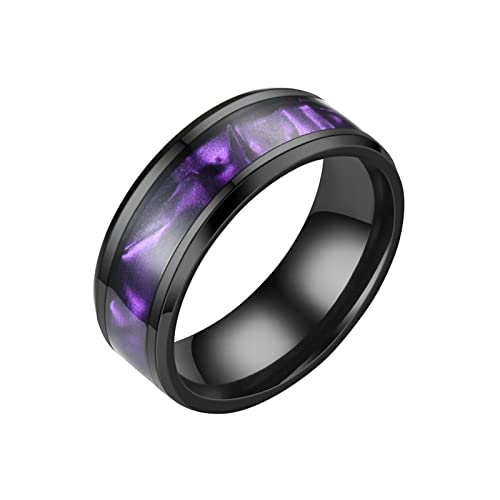 chiphop Edelstahl-Angst-Ring für Frauen Männer Größe 6 13 Breite 8 mm 6 Farbe Exquisiter Ring schwarz sandgestrahlt Kinder Ringe Für Mädchen 925 (Purple, 10) von chiphop