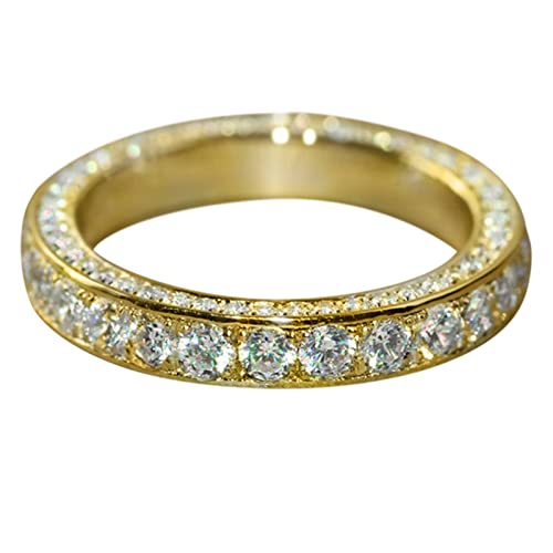 chiphop Gold-Strass-Ring -Ring Eleganter Strass-Ring Voller -Ringe Damen-Begleiter-Ringe Fingerringe Damen-Ringe Ringe Basteln Silber (Gold, 6) von chiphop