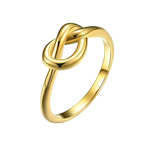 chiphop Herz Geschenk Ring Weibliche Stahl Finger Geknotet Ring Männer Frauen Schmuck Ringe Ringe Mit Gravur (Gold, 10#) von chiphop