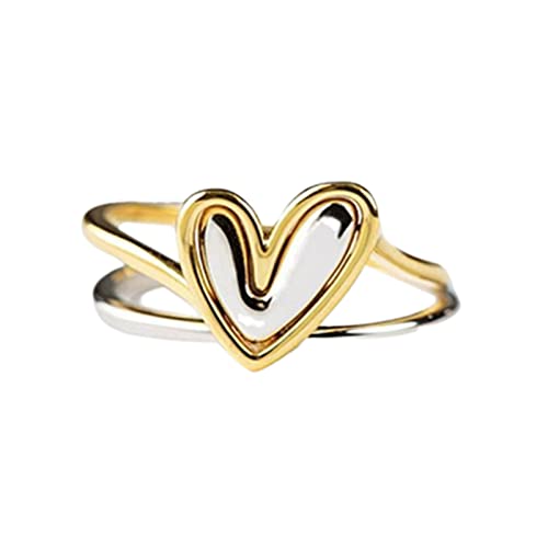 chiphop Herzförmiger Ring, zartes Ringgeschenk für Tochter und Mutter, Liebesring für ihre Frauen, herzförmig, modisch, einfach, vielseitig Ringe Aus (Gold, One Size) von chiphop