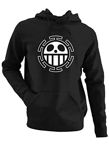 clothinx T. Law Piraten Anime und Manga Design | Crossbone Freibeuter Schädel | Perfekt für Cosplay Fans und die nächste Convention oder Messe Herren Kapuzen-Pullover Schwarz Gr. XXL von clothinx