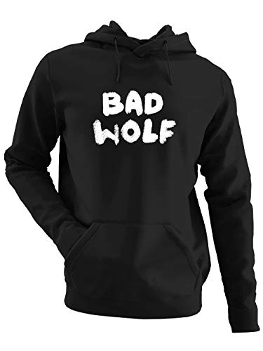 clothinx Bad Wolf | Serien und Zeitreise Text-Design Für Rose | Perfekt Für jeden Begleiter und alle Fans des Doktors Herren Kapuzen-Pullover Schwarz Gr. L von clothinx