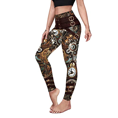 Damen Steampunk-Retro-Leggings, Comic-Cosplay, Punk, Polyester, Gothic, Hose, Capris, Pants, S-4XL, Übergröße - - 3X-Groß von color cosplayer