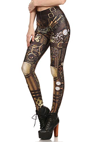 Damen Steampunk-Retro-Leggings, Comic-Cosplay, Punk, Polyester, Gothic, Hose, Capris, Pants, S-4XL, Übergröße - - 4X-Groß von color cosplayer