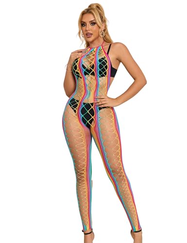 Sexy Beachwear Damen Curvy Bodystocking Ouvert Regenbogen Netz Strümpfe Große Größen Fischnetz Netzstrümpfe Catsuit Unterwäsche Dessous Durchsichtig Strumpfhosen Reizwäsche Rave Outfit Bodycon XS-M Sexy Beachwear Damen Curvy Bodystocking Ouvert Regenbogen Netz Strümpfe Große Größen Fischnetz Netzstrümpfe Catsuit Unterwäsche Dessous Durchsichtig Strumpfhosen Reizwäsche Rave Outfit Bodycon XS-M von comeondear