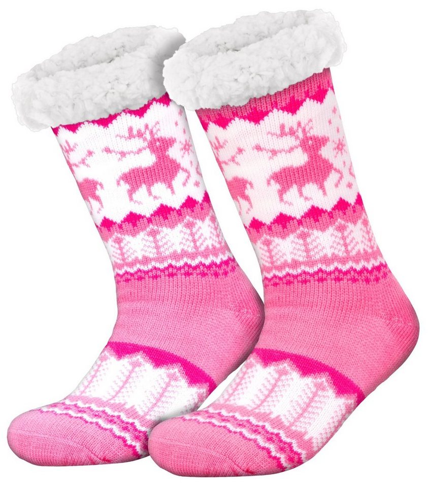 compagno Kuschelsocken (1-Paar) Kuschelsocken Noppensocken Rentiere Anti Rutsch Sohle Wintersocken Damen Herren Socken 1 Paar Einheitsgröße von compagno