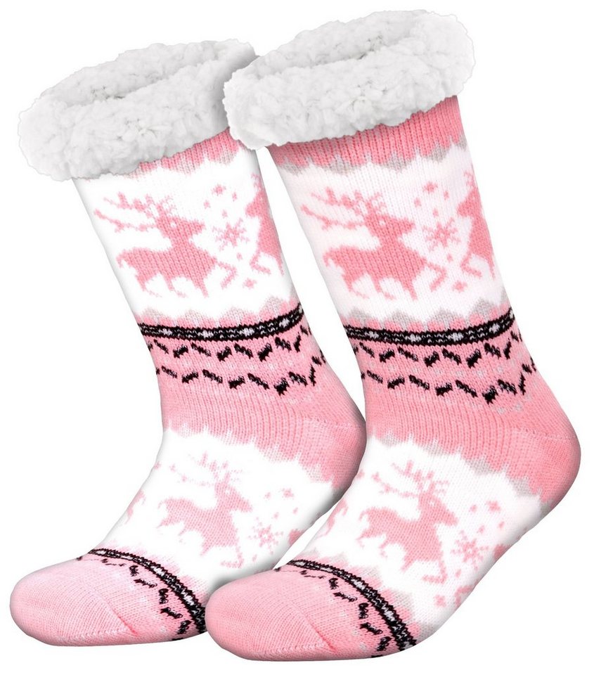 compagno Kuschelsocken (1-Paar) Kuschelsocken Rentiere Noppensocken Anti Rutsch Sohle Wintersocken Damen Herren Socken 1 Paar Einheitsgröße von compagno