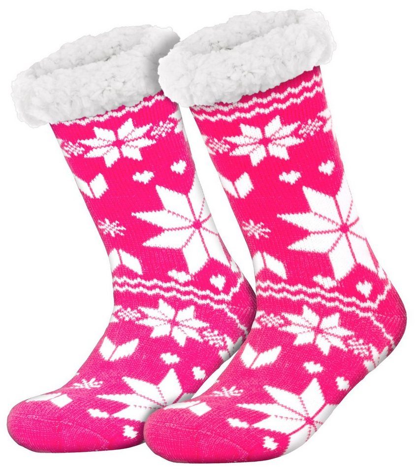 compagno Kuschelsocken (1-Paar) Wintersocken Schnee-Sterne Anti Rutsch Sohle Kuschelsocken Damen Herren Noppensocken Socken Einheitsgröße von compagno