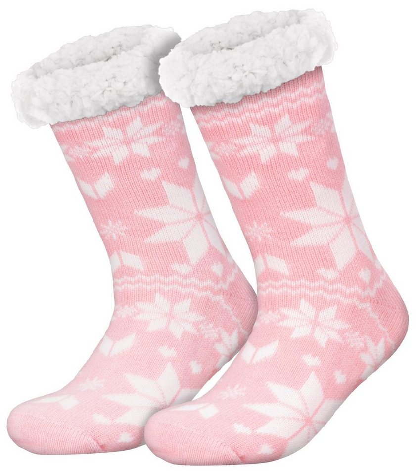 compagno Kuschelsocken (1-Paar) Wintersocken Schnee-Sterne Anti Rutsch Sohle Kuschelsocken Damen Herren Noppensocken Socken Einheitsgröße von compagno