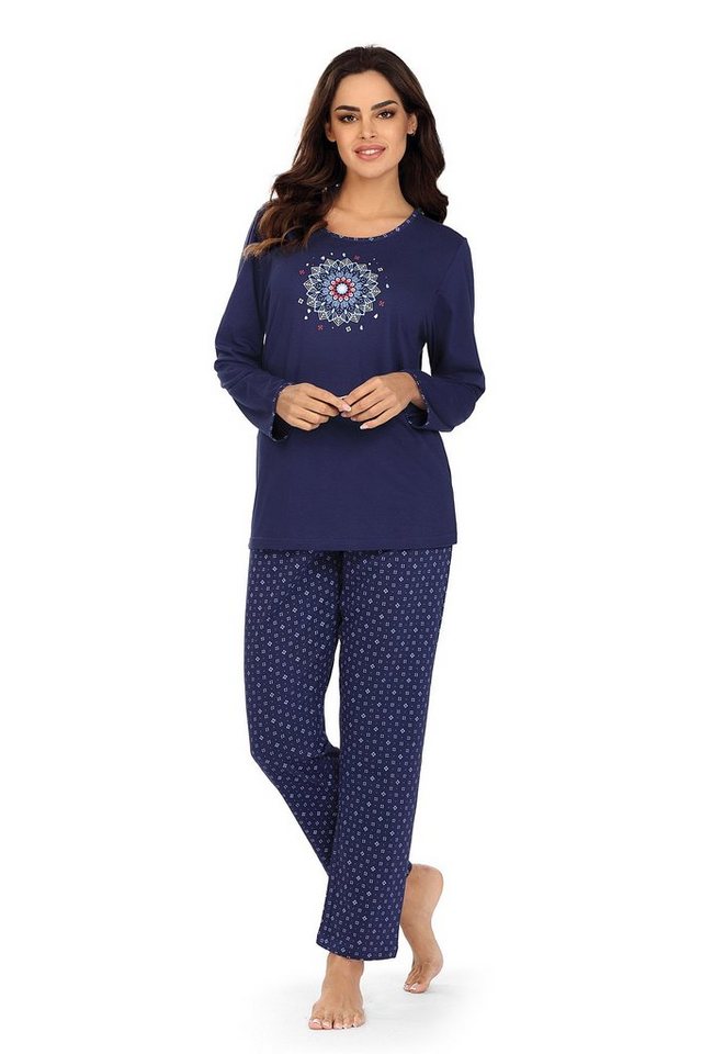 comtessa Schlafanzug (Set, 2 tlg., 2-teilig) Damen Schlafanzug 2-teilig Pyjama Baumwolle Mandala von comtessa