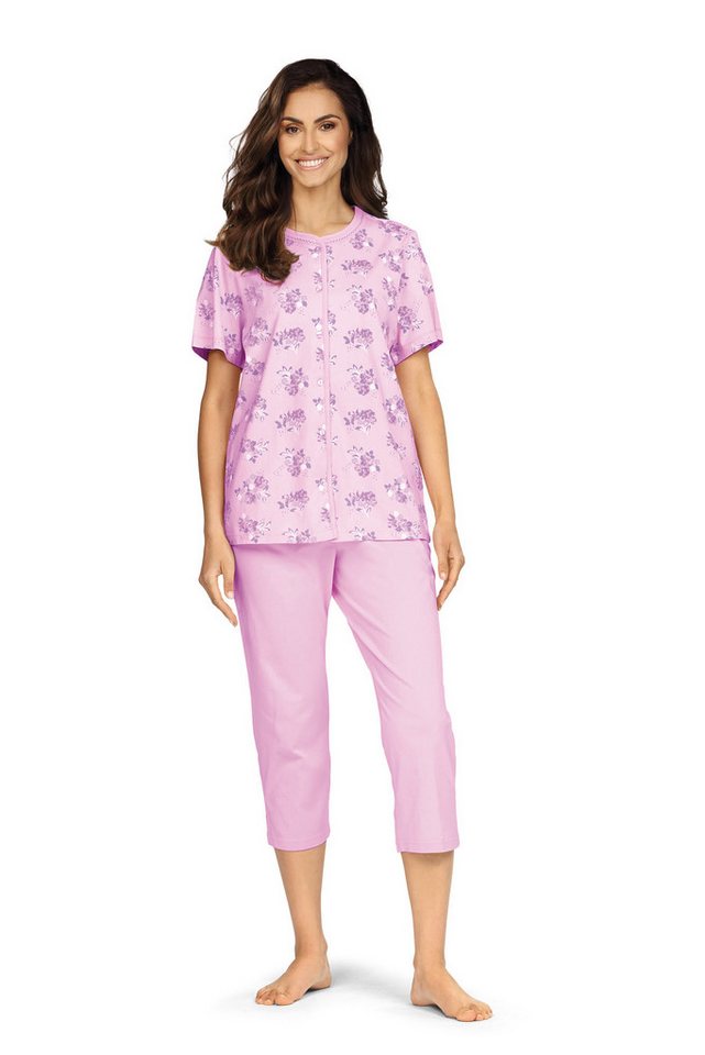 comtessa Schlafanzug Lounge (Set, 2 tlg., 2-teilig) Damen Schlafanzug 2-teilig Pyjama 7/8 Hose Kurzarm Baumwolle von comtessa