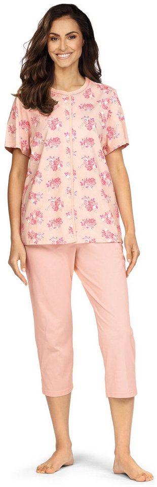 comtessa Schlafanzug Lounge (Set, 2 tlg., 2-teilig) Damen Schlafanzug 2-teilig Pyjama 7/8 Hose Kurzarm Baumwolle von comtessa