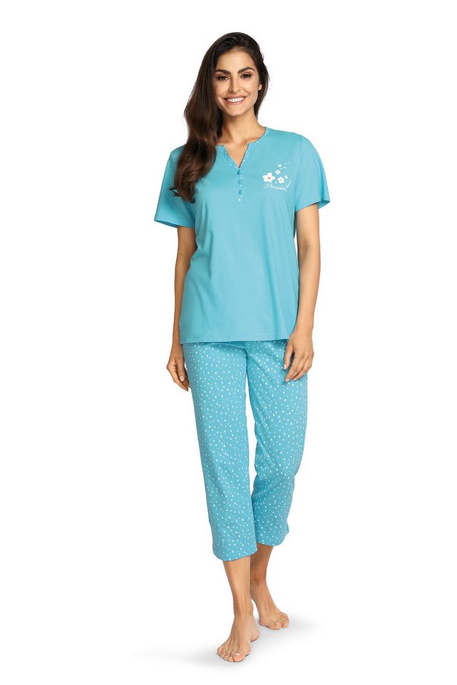 comtessa Schlafanzug Lounge (Set, 2 tlg., 2-teilig) Damen Schlafanzug Pyjama kurz 7/8 Hose Baumwolle von comtessa