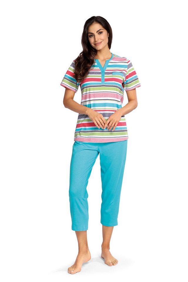 comtessa Schlafanzug Lounge (Set, 2 tlg., 2-teilig) Damen Schlafanzug Pyjama kurz Baumwolle 7/8 Hose von comtessa