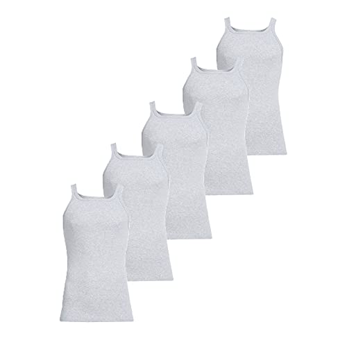 Conta Unterhemd 5er Spar-Pack, Unterwäsche für Herren, Achselhemd in Feinripp, klassisch bequemes Oberteil, aus 100% Baumwolle, in Grau, Größe: 6/L von con-ta