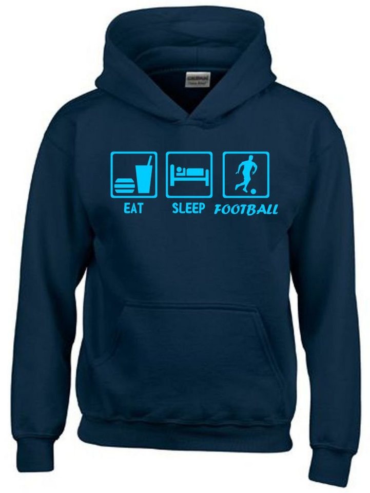 coole-fun-t-shirts Hoodie EAT Sleep Fussball Kinder Sweatshirt mit Kapuze Hoodie 128-164 cm Mit Kanguruhtasche, Kapuze von coole-fun-t-shirts