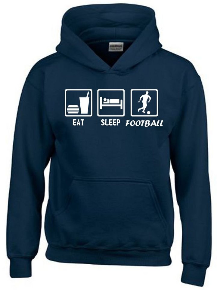 coole-fun-t-shirts Hoodie EAT Sleep Fussball Kinder Sweatshirt mit Kapuze Hoodie 128-164 cm Mit Kanguruhtasche, Kapuze von coole-fun-t-shirts