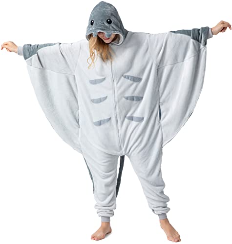 corimori Flauschiges Manta Rochen-Kostüm für Erwachsene | Karneval Kostüm Onesie für Damen, Herren | Körpergröße 150-160cm von corimori