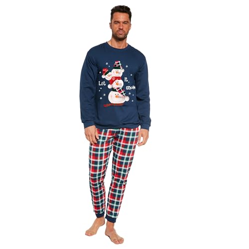 cornette Schlafanzug Herren lang, Pyjama Herren, Baumwolle, Schlafanzug Set, Weihnachtsstil, Nachtwäsche langärmliges Hemd und Lange Hose, Ideal für Winternächte, hergestellt in der EU von cornette