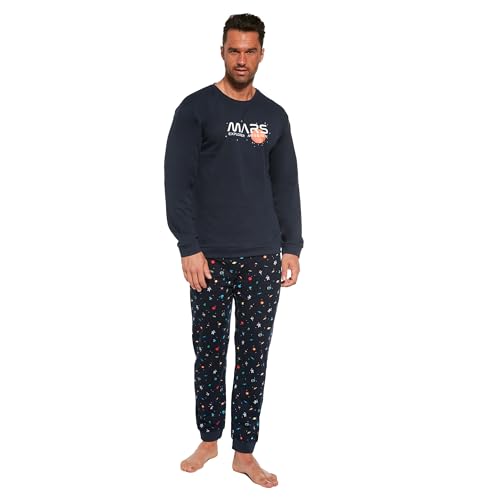 cornette Schlafanzug Herren lang, Pyjama Herren, Baumwolle, Schlafanzug Set, Weihnachtsstil, Nachtwäsche langärmliges Hemd und Lange Hose, Ideal für Winternächte, hergestellt in der EU von cornette